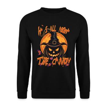 Halloween Trick or Treat Creepy Pumpkin - Unisex Sweatshirt - black - Front - Alina (178cm) & Michal (187cm)