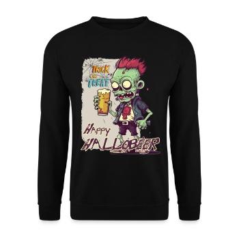 Halloween - Halloberry Zombie Trick or Treat - Unisex Sweatshirt - black - Front - Alina (178cm) & Michal (187cm)