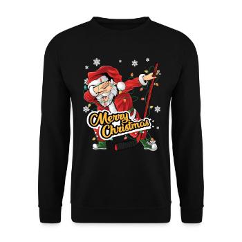 dabbender Weihnachtsmann merry christmas hockey - Unisex Pullover - Schwarz - Vorne - Alina (178cm) & Michal (187cm)
