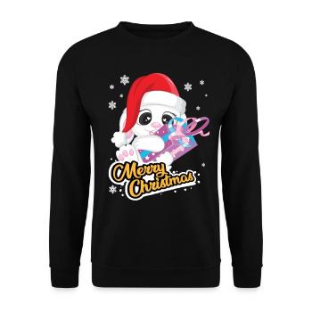 lapin mignon, joyeux Noël, Noël, Nicholas - Sweat-shirt Unisexe - noir - Devant - Alina (178cm) & Michal (187cm)