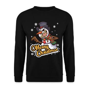 angry snowman, merry christmas, christmas - Unisex Sweatshirt - black - Front - Alina (178cm) & Michal (187cm)
