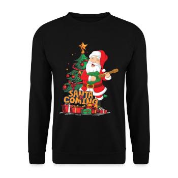 Weihnachten Santa Claus Nikolaus Gitarre - Unisex Pullover - Schwarz - Vorne - Alina (178cm) & Michal (187cm)