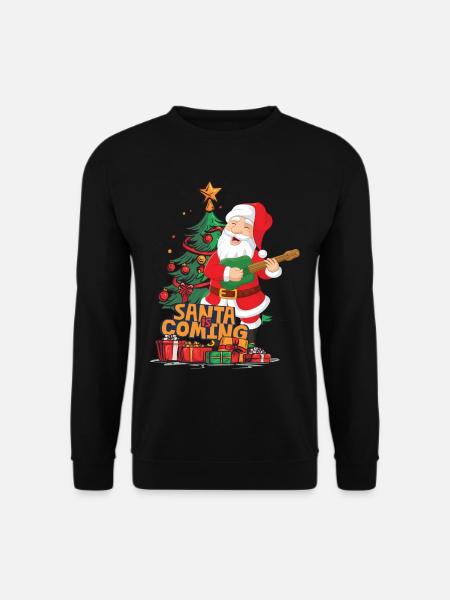 Weihnachten Santa Claus Nikolaus Gitarre - Unisex Pullover - Schwarz
