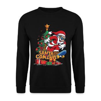 Père Noël Père Noël Père Noël Skateboard - Sweat-shirt Unisexe - noir - Devant - Alina (178cm) & Michal (187cm)