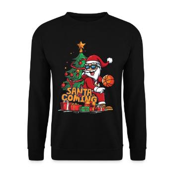 Weihnachten Santa Claus Nikolaus Basketball - Unisex Pullover - Schwarz - Vorne - Alina (178cm) & Michal (187cm)