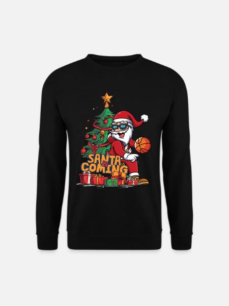 Weihnachten Santa Claus Nikolaus Basketball - Unisex Pullover - Schwarz