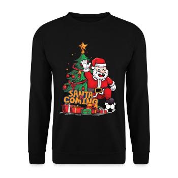Noël Père Noël Saint-Nicolas Football - Sweat-shirt Unisexe - noir - Devant - Alina (178cm) & Michal (187cm)