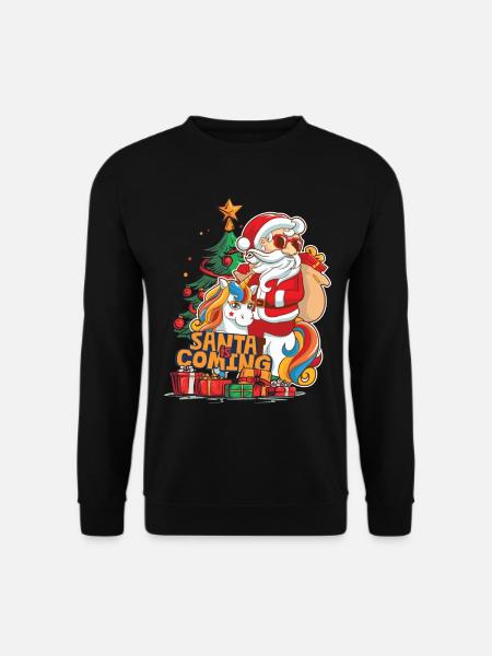 Weihnachten Santa Claus Nikolaus Einhorn - Unisex Pullover - Schwarz