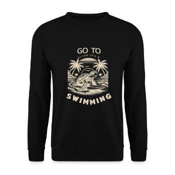 Swimming Turtle - Unisex Sweatshirt - black - Front - Alina (178cm) & Michal (187cm)