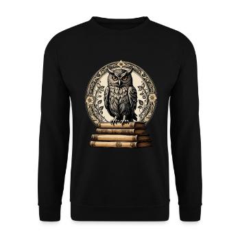 Book Owl - Unisex Sweatshirt - black - Front - Alina (178cm) & Michal (187cm)