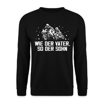 Vater Motocross Sohn Geschenk - Unisex Pullover - Schwarz - Vorne - Alina (178cm) & Michal (187cm)