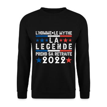 Cadeau Retraite Homme Humour 2022 Retraite Drôle - Sweat-shirt Unisexe - noir - Devant - Alina (178cm) & Michal (187cm)