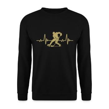 Eishockey Herzschlag - Unisex Pullover - Schwarz - Vorne - Alina (178cm) & Michal (187cm)