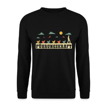 Führungskraft Hühner Landwirte Bauern Geschenk - Unisex Pullover - Schwarz - Vorne - Alina (178cm) & Michal (187cm)