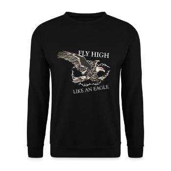 Fliege hoch wie ein Adler - Weed Kiffen Marijuana - Unisex Pullover - Schwarz - Vorne - Alina (178cm) & Michal (187cm)