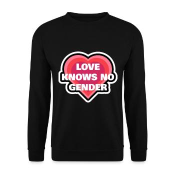Love Knows No Gender Herz - Unisex Pullover - Schwarz - Vorne - Alina (178cm) & Michal (187cm)