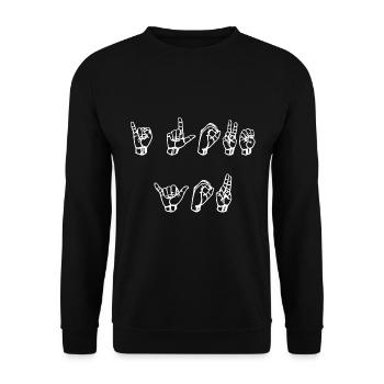 Je t'aime la langue des signes - Sweat-shirt Unisexe - noir - Devant - Alina (178cm) & Michal (187cm)