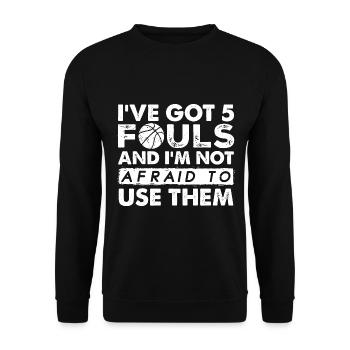 Basketballspieler Geschenk Spruch Hoops 5 Fouls - Unisex Pullover - Schwarz - Vorne - Alina (178cm) & Michal (187cm)