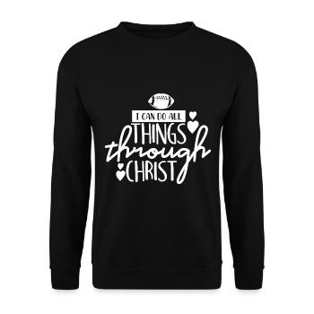 Je peux tout faire par Christ - Football - Sweat-shirt Unisexe - noir - Devant - Alina (178cm) & Michal (187cm)