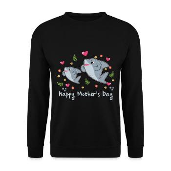 Animal Mom Shark for Mother s Day - Unisex Sweatshirt - black - Front - Alina (178cm) & Michal (187cm)