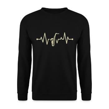 Saxophone à battement de cœur - Sweat-shirt Unisexe - noir - Devant - Alina (178cm) & Michal (187cm)