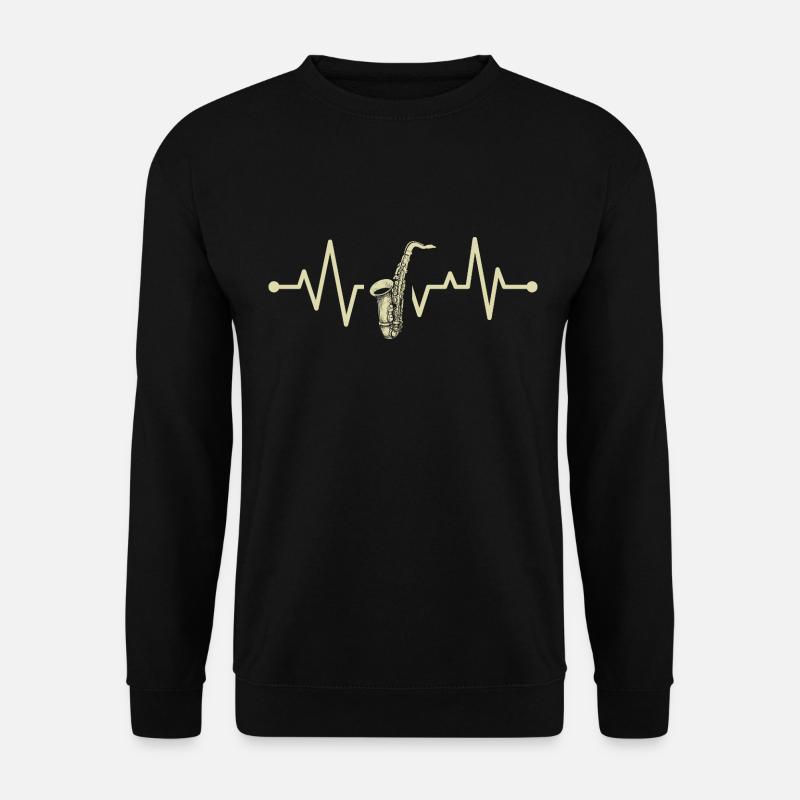 Herzschlag Saxophon - Unisex Pullover - Schwarz