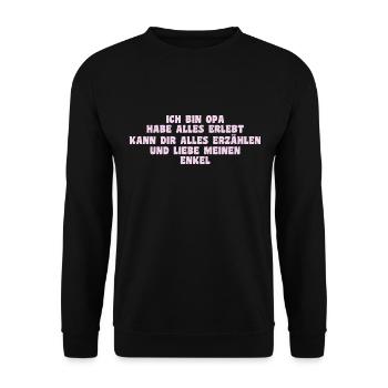 Ich bin Opa und liebe meinen Enkel - Unisex Pullover - Schwarz - Vorne - Alina (178cm) & Michal (187cm)