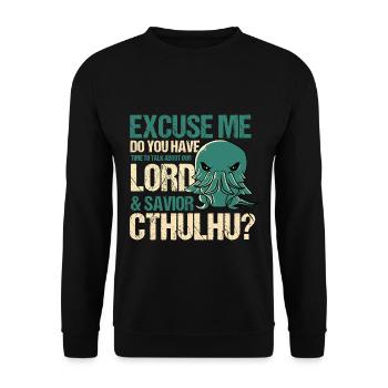 Herr & Retter Cthulhu Kawaii Religion Parodie - Unisex Pullover - Schwarz - Vorne - Alina (178cm) & Michal (187cm)