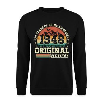Cadeau d’anniversaire de 75 né en 1948 - Sweat-shirt Unisexe - noir - Devant - Alina (178cm) & Michal (187cm)
