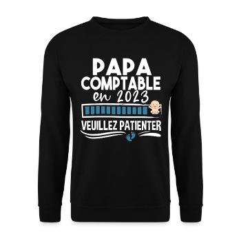 Papa 2023 Comptable Comptabilité Calcul Métier - Sweat-shirt Unisexe - noir - Devant - Alina (178cm) & Michal (187cm)
