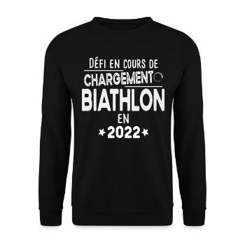2023 Biathlon Biathlète Sport Ski Tir Humour - Sweat-shirt Unisexe - noir - Devant - Alina (178cm) & Michal (187cm)