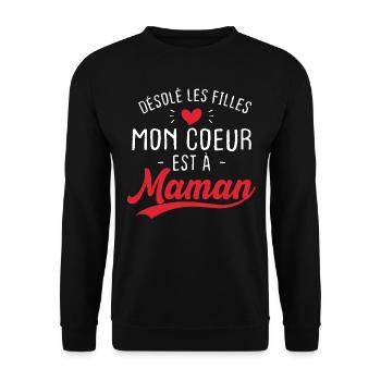 Désolé les filles mon coeur est à maman - Sweat-shirt Unisexe - noir - Devant - Alina (178cm) & Michal (187cm)