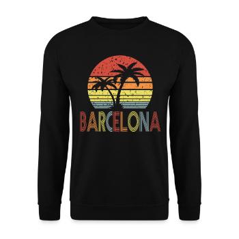 Barcelona Retro sonne 01 - Unisex Pullover - Schwarz - Vorne - Alina (178cm) & Michal (187cm)