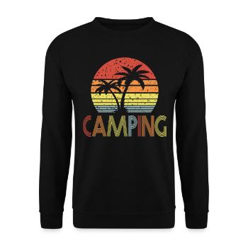 Camping Retro sun 01 - Unisex Sweatshirt - black - Front - Alina (178cm) & Michal (187cm)