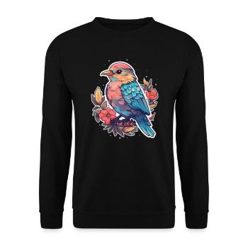 Fleurs d’oiseaux - Sweat-shirt Unisexe - noir - Devant - Alina (178cm) & Michal (187cm)