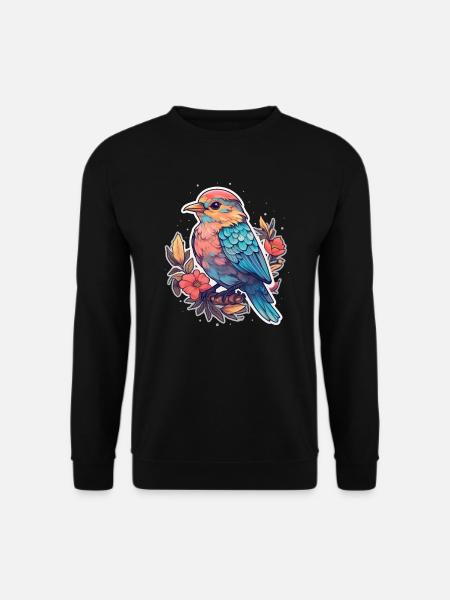 Fleurs d’oiseaux - Sweat-shirt Unisexe - noir