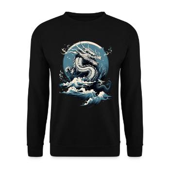 Himmelsdrache im Aufwind - Unisex Pullover - Schwarz - Vorne - Alina (178cm) & Michal (187cm)