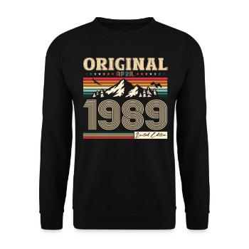 35th Birthday Husband Original April Vintage 1989 - Unisex Sweatshirt - black - Front - Alina (178cm) & Michal (187cm)