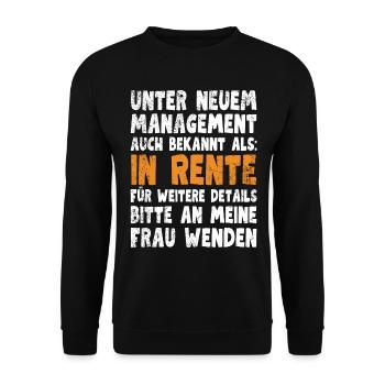 Unter Neuem Management - für Rentner - Unisex Pullover - Schwarz - Vorne - Alina (178cm) & Michal (187cm)