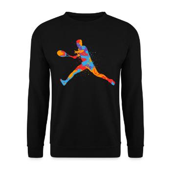 Tennis Spieler Bunt Kinder Tennisspieler Jungen - Unisex Pullover - Schwarz - Vorne - Alina (178cm) & Michal (187cm)