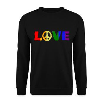 Peace Frieden Freiheit Liebe - Unisex Pullover - Schwarz - Vorne - Alina (178cm) & Michal (187cm)