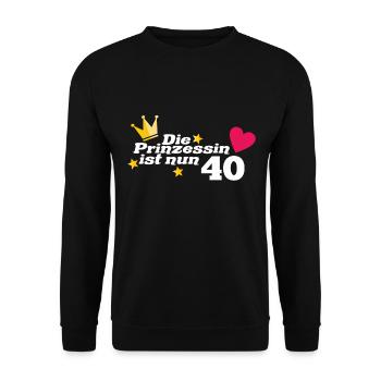 40. Geburtstag Prinzessin 40 - Unisex Pullover - Schwarz - Vorne - Alina (178cm) & Michal (187cm)