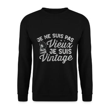 Je ne suis pas Music Box Comédie musicale vintage - Sweat-shirt Unisexe - noir - Devant - Alina (178cm) & Michal (187cm)