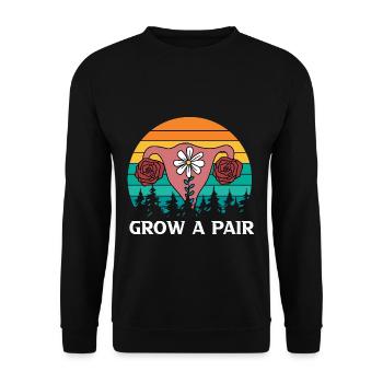 Grow A Pair Uterus Doula Laboratoire Coach Sage-femme - Sweat-shirt Unisexe - noir - Devant - Alina (178cm) & Michal (187cm)
