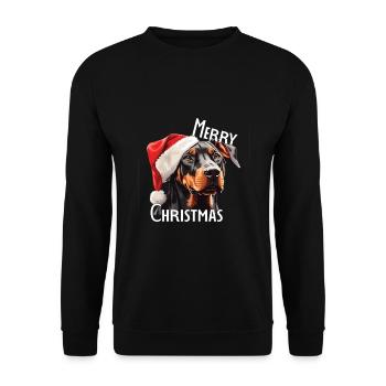 T-shirt de Noël Doberman pour les amoureux des chiens - Sweat-shirt Unisexe - noir - Devant - Alina (178cm) & Michal (187cm)