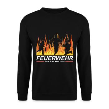 Feuerwehr Feuerwehrmann Feuerwehrfrau Geschenk - Unisex Pullover - Schwarz - Vorne - Alina (178cm) & Michal (187cm)
