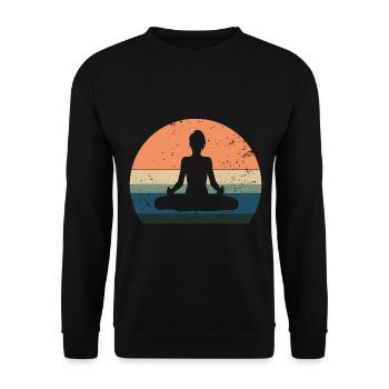 Yoga Lotus Méditation Namaste Vintage Om Chakra - Sweat-shirt Unisexe - noir - Devant - Alina (178cm) & Michal (187cm)