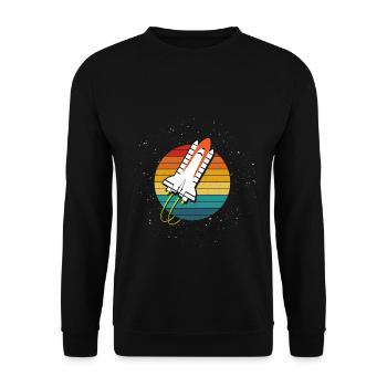 Raumschifft Galaxy Weltraum - Unisex Pullover - Schwarz - Vorne - Alina (178cm) & Michal (187cm)