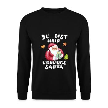 Du bist mein Lieblings Santa - Unisex Pullover - Schwarz - Vorne - Alina (178cm) & Michal (187cm)