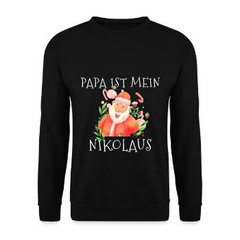 Papa ist mein Nikolaus Weihnachten - Unisex Pullover - Schwarz - Vorne - Alina (178cm) & Michal (187cm)